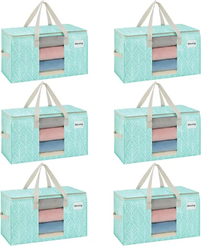 Vista 28 de VENO Paquete de 4 bolsas de mudanza resistentes, bolsas de almacenamiento de ropa y edredón con ventana transparente, suministros de embalaje