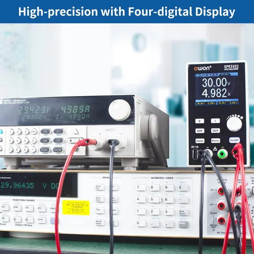 Vista 2 de OWON SPE3102 Fuente de alimentación programable de laboratorio (0-30V 0-10 A), fuente de alimentación CC de banco de 200 W con pantalla LCD de 2.8