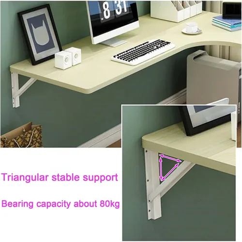 Vista 7 de LIGUOYI Escritorio flotante para pared de 28, 35, 39 pulgadas, mesa de pared estable y resistente en forma de L, escritorio de computadora