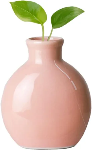 Vista 5 de Jarrones pequeños vintage de cerámica, mini jarrones de cerámica – Jarrón de escritorio de oficina para manualidades, micro jarrones de paisaje