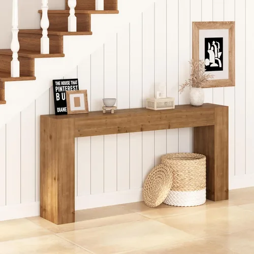 Vista 9 de Mesa consola de madera maciza para entrada, mesa de sofá de granja de 63 pulgadas de largo detrás del sofá, mesas de entrada rectangulares rústicas