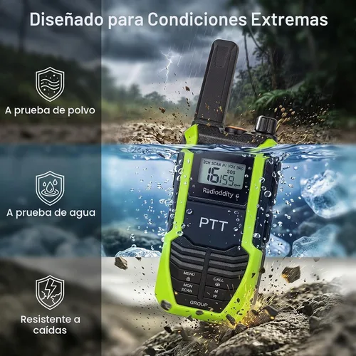 Vista 2 de Radioddity Walkie Talkies impermeables HD-2 IP67 resistente, paquete de 2+4