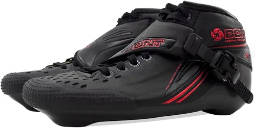 Vista 5 de Bont Patines de velocidad Jet en línea, vegano, paquete de carreras moldeables por calor con bota de fibra de carbono, ruedas elementales