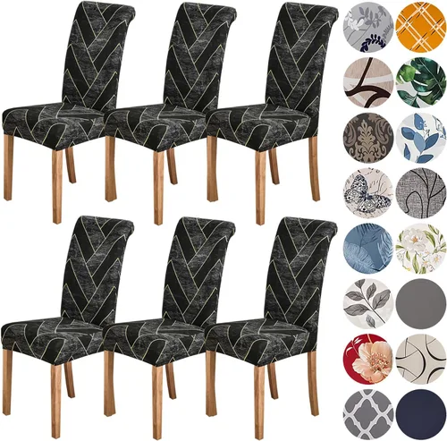 Vista 37 de HZDHCLH Juego de 4 fundas para sillas de comedor color burdeos, fundas elásticas de elastano para sillas Parsons, paquete de 4, fundas de asiento