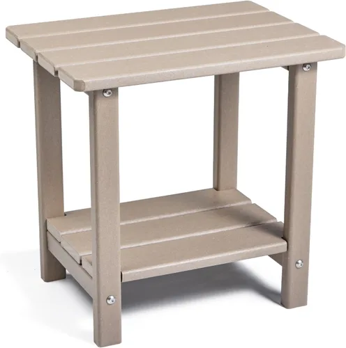 Vista 7 de Apolimi Adirondack - Mesa auxiliar para exteriores, mesa auxiliar de patio resistente de 2 niveles, resistente a la intemperie, mesa auxiliar sólida