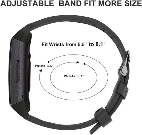 Vista 6 de Leather Bands Compatible with Fitbit Charge 5,Replacement Genuine Leather Straps for Women Men,Soft Leather Adjustable Watch Band Replacement