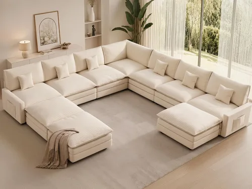 Vista 18 de Sofá seccional modular de 107", sofá de nube en forma de L con otomana Negro