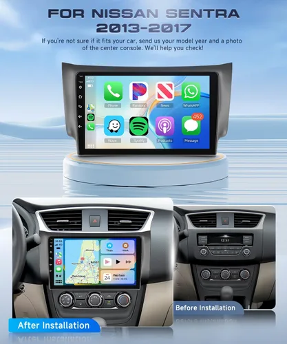 Vista 2 de Estéreo de coche para Nissan Sentra 2013-2017 Radio con Carplay inalámbrico