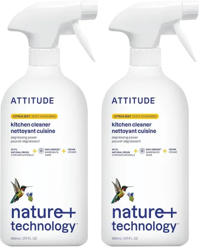 Vista 7 de ATTITUDE Spray limpiador de cocina, verificado por EWG, potente desengrasante, corta la grasa y la mugre, a base de plantas y vegano, aroma a
