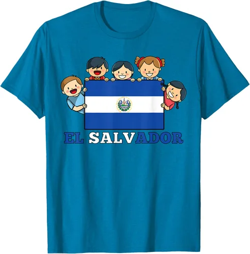 Vista 8 de Camiseta salvadoreña del Mes de la Herencia Hispana con la bandera de El Salvador para niños, Negro