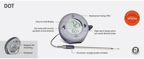 Vista 6 de ThermoWorks DOT — El Termómetro de Alarma Simple Favorito de los Chefs - Rojo Pimienta de Cayena