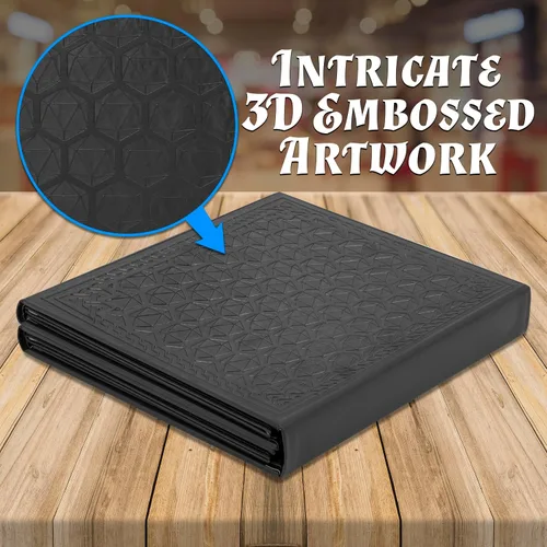 Vista 6 de CASEMATIX DM Screen - Pantalla de cuero sintético de 8 paneles de lujo GM – Pantalla plegable de ocho paneles con 2 paneles oscilantes y bolsillos