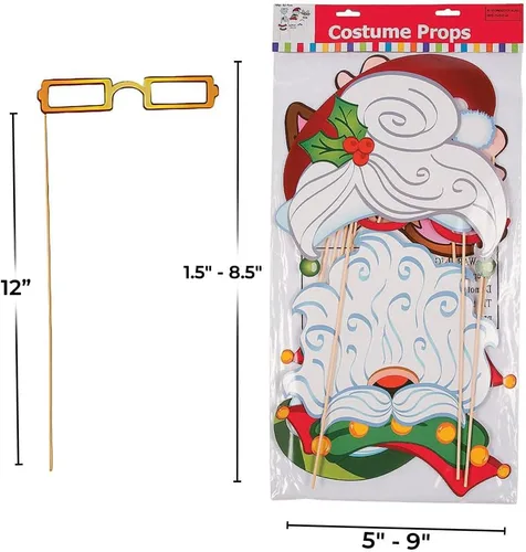 Vista 2 de Fun Express Disfraz de Papá Noel y elfo de Navidad, accesorios para cabina de fotos, 12 piezas