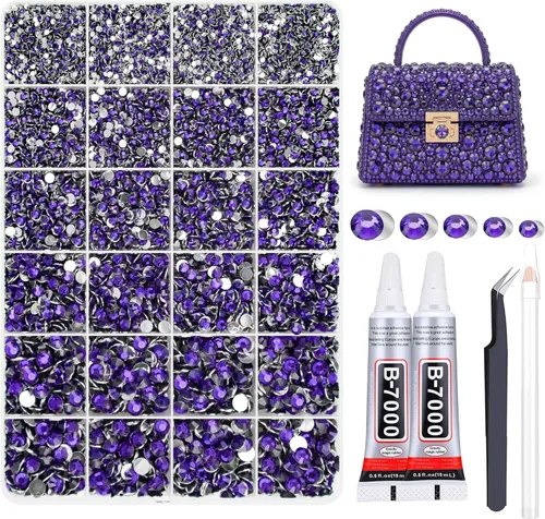 Vista 23 de 27000PCs Resin Rhinestones Kit, 2-6mm Crystal Diamond Gems with Picker Pencil, Tweezer & 2 Glue Bottles, Flatback Rhinestone Set for Diamond