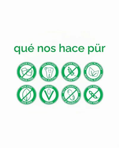 Vista 5 de PUR Goma de mascar 100% xilitol, menta verde, azúcar + aspartamo, vegano + sin OMG, 72