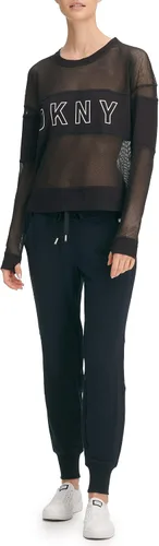 Vista 3 de DKNY Women's Logo Panel Mesh Crewneck Pullover