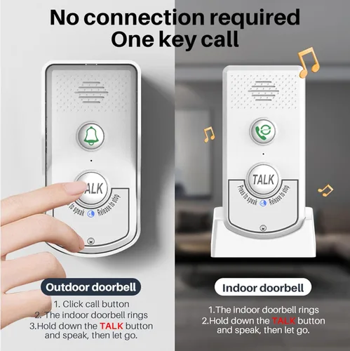Vista 6 de Intercomunicadores inalámbricos para el hogar, 4,921.3 ft, 2 métodos de carga, sistema de intercomunicador inalámbrico de largo alcance, timbre
