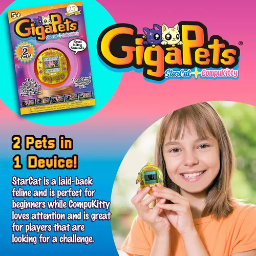 Vista 2 de Giga Pet - Mascota virtual para niños de 5 años en adelante, edición de coleccionista mejorada de los años 90, cuidado de animales para niños