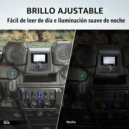 Vista 7 de Receptor de medios digitales marinos, sistema estéreo marino resistente a la intemperie con control remoto inalámbrico, pantalla LCD de matriz