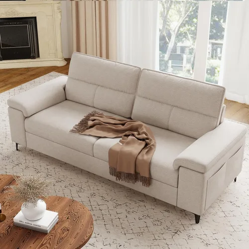 Vista 14 de Upvilla Sofá moderno de 71.25 pulgadas para sala de estar, sofás de asiento profundo con cojín de 8 pulgadas, cómodo sofá de amor de felpilla de 2