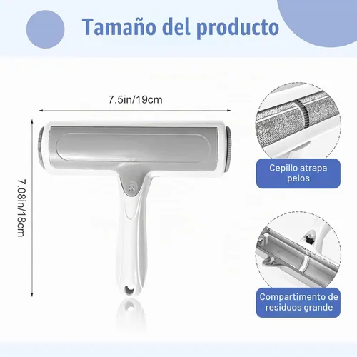 Vista 6 de Roller - Removedor de pelo de mascotas – Rodillo reutilizable para pelos de perros y gatos en muebles, sofá, alfombras, alfombras, ropa de cama