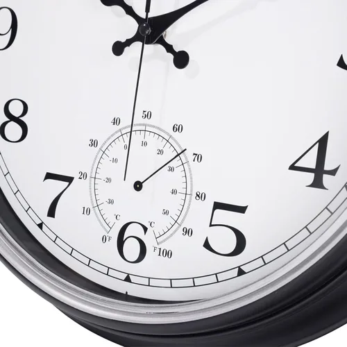 Vista 5 de JoFomp Reloj grande impermeable para exteriores con termómetro – Reloj de pared silencioso de cuarzo sin tictac de 16 pulgadas para patio, hogar