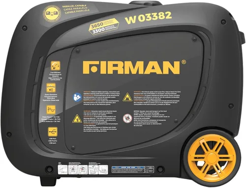 Vista 8 de FIRMAN Generador portátil con inversor de gas W03382, potencia de arranque eléctrico de 3650 W, silenciador silencioso de la serie Whisper, modo