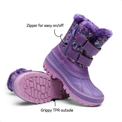 Vista 2 de DREAM PAIRS Botas de nieve de invierno para niños y niñas, hasta la pantorrilla
