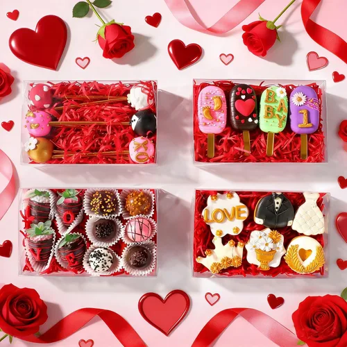Vista 3 de Paquete de 10 Cajas Completamente Transparentes para Fresas Cubiertas de Chocolate 8x5x2 Pulgadas Cajas para Galletas Cajas para Mini Pasteles Bundt