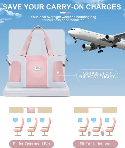 Vista 2 de Bolsa de viaje para mujeres y hombres, bolsa de fin de semana, S4-rosa