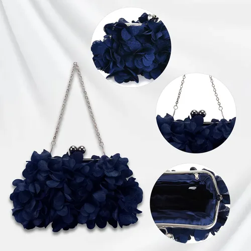 Vista 4 de JAMBHALA Bolsos de mano de noche con apliques florales, pequeños monederos de embrague para mujer