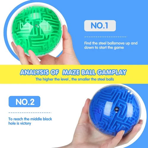 Vista 3 de Sumind Juego de 4 piezas de rompecabezas 3D de laberinto mágico para el cerebro, juegos de memoria secuencial, laberinto, esfera, rompecabezas verde