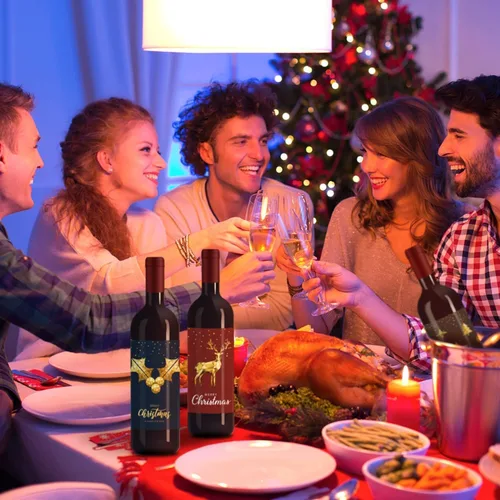 Vista 6 de Botella de vino Sticekr (Navidad)