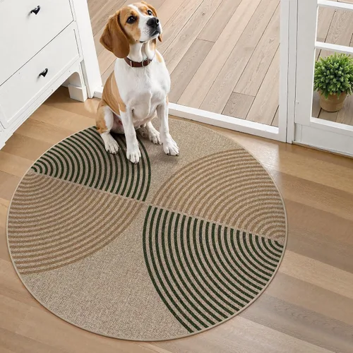 Vista 113 de Lahome Tapetes geométricos para puerta de interior para entrada, alfombra antideslizante lavable de 2 x 3 negro / neutro