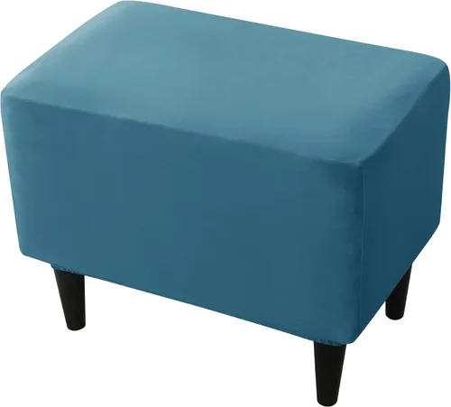 Vista 21 de CONRUSER Fundas elásticas para otomanas, fundas otomanas de terciopelo suave, fundas rectangulares pequeñas para taburete de almacenamiento, funda
