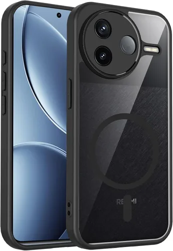 Vista 432 de Funda magnética transparente compatible con Xiaomi 17T, color negro 2 en 1 PC + TPU cubierta de teléfono a prueba de golpes, carcasa protectora