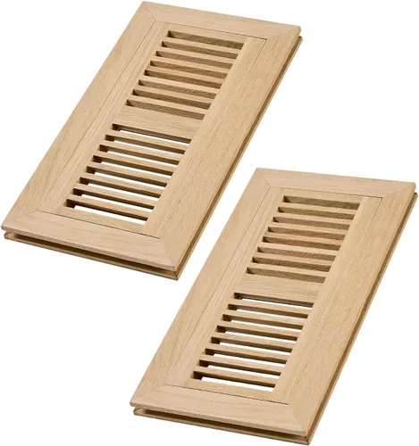 Vista 22 de Paquete de 2 registros de piso de madera dura de roble rojo, ventilación de montaje empotrado, 4 x 10 pulgadas, con amortiguador, sin terminar
