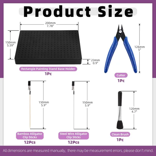Vista 2 de Swpeet Soporte de base de pintura profesional de 37 piezas y compatible con Gundam Modeler, herramientas básicas con kit de palos de clip