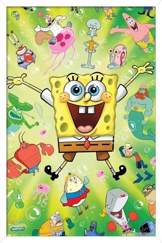 Vista 9 de Trends International Nickelodeon Bob Esponja - Póster de pared de explosión, 14.725 x 22.375 pulgadas, versión enmarcada de madera de granero