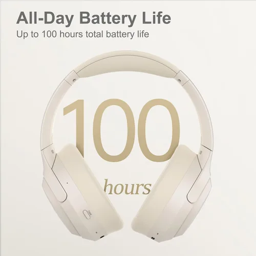 Vista 3 de LORELEI QC60 - Auriculares híbridos con cancelación activa de ruido, auriculares Bluetooth inalámbricos sobre la oreja con micrófono, 60H