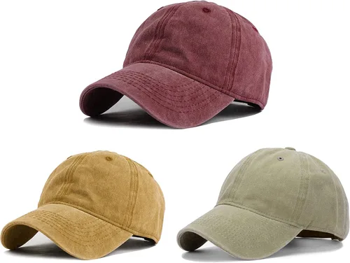 Vista 34 de HH HOFNEN Gorra de béisbol de algodón de sarga lavada y desgastada, vintage, ajustable, para hombre y mujer