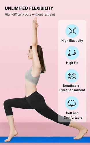 Vista 4 de Yoga Pants for Women Workout Shorts, 7 inch Slimfit Capris Rash Guard Leggings Tummy Control