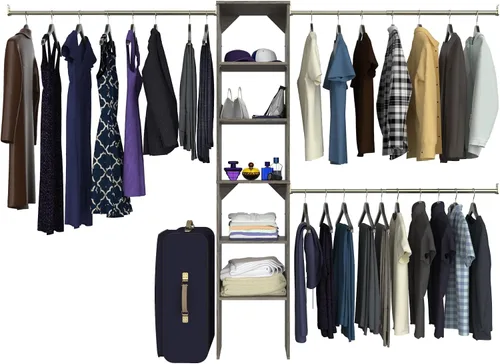 Vista 15 de ClosetMaid SuiteSymphony Juego de organizador de armario de madera con torre, 3 varillas para colgar, estantes superiores, 2 cajones, ajustable