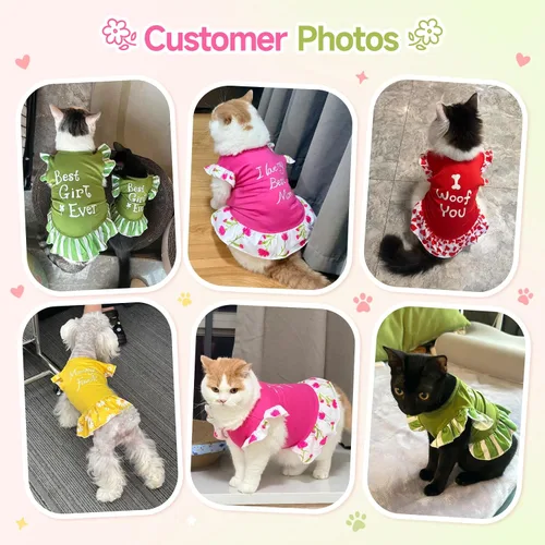 Vista 8 de XPUDAC Paquete de 4 vestidos para perros pequeños, vestidos de flores para perros pequeños, ropa colorida para perros (XXS, 4 flores)