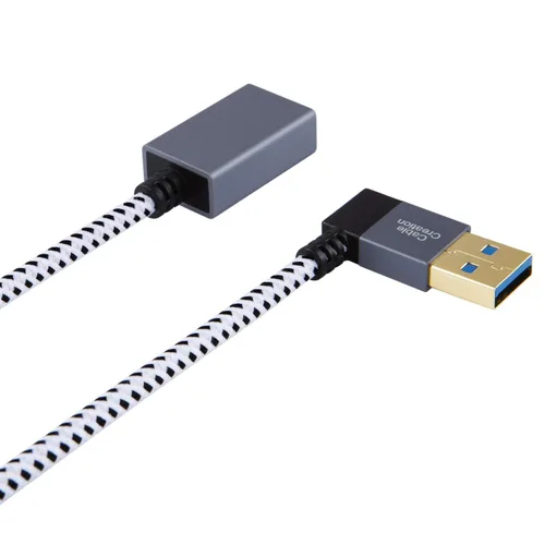 Vista 7 de CableCreation Cable de extensión USB 3.0 corto de 1 pie, cable extensor USB macho a hembra en ángulo izquierdo, USB 3.0 de 90 grados para VR