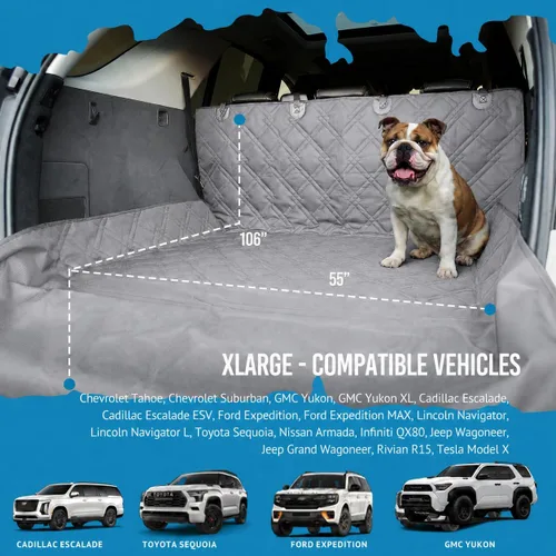 Vista 2 de Bulldogology - Cubierta de asiento para perros, revestimiento de primera calidad, resistente durabilidad, impermeable, respaldo antideslizante gris