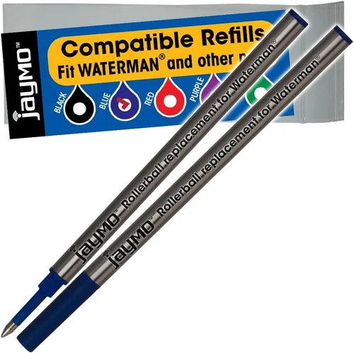 Vista 9 de Jaymo Replacement for Waterman 540951/540961 and Schmidt 5888 - Measures 4.3 in / 109 mm Long - Rollerball Pen Refill - 2 Red