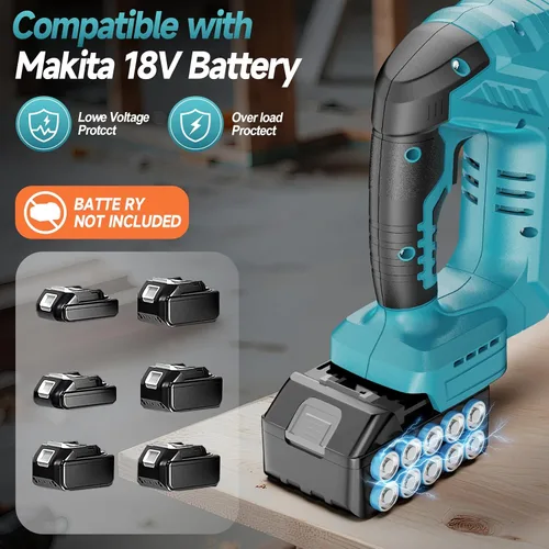 Vista 3 de Sierra de calar inalámbrica compatible con batería Makita de 18V, motor sin escobillas, control variable de 7 velocidades, 3200 RPM, potencia