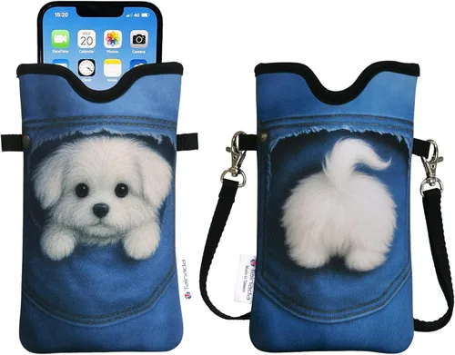Vista 45 de Tainada Funda Estuche Bolsa de Neopreno para Teléfono para Hombres y Mujeres con Correa Cruzada/Cordón para el Cuello para iPhone 17/16/15 Pro Max