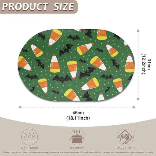 Vista 7 de Corn Green Placemats Set of 2 12 x 18 Inch Leather Table Mats Seasonal Table Placemats Protector PU Desk Mat Heat Resistant Washable Easy Clean for